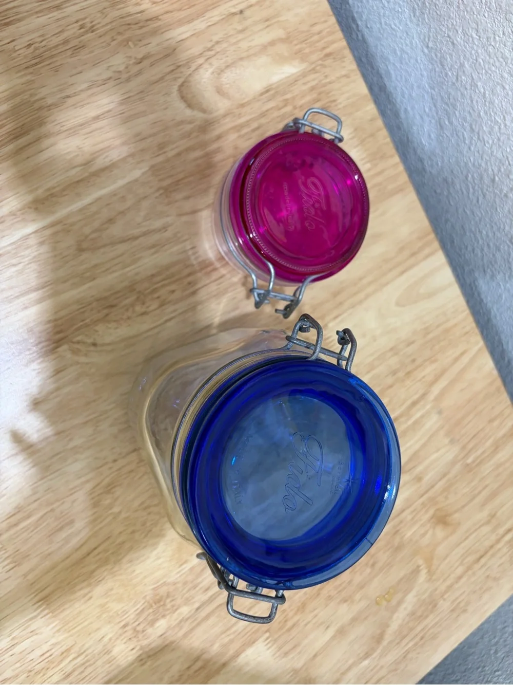 Bormioli Rocco Fido Italy Clear Glass Airtight Storage Jar Cobalt Blue 3/4L Pink